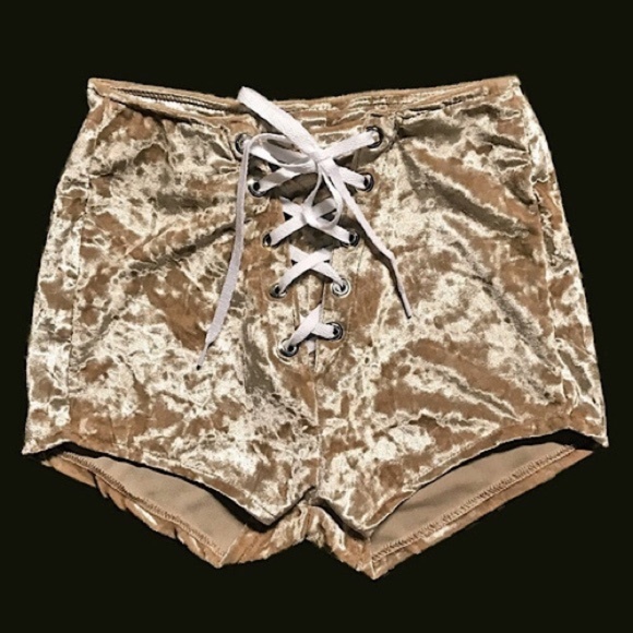 backbite Pants - Backbite Bad Vibes Champagne Velvet Grommet Shorts